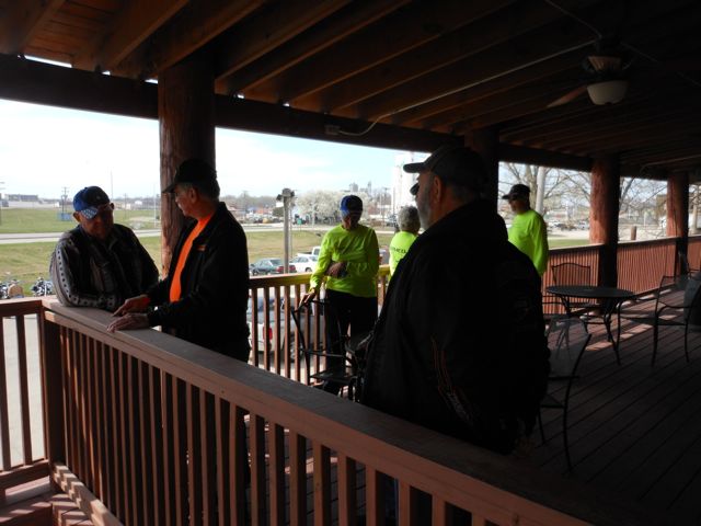 The deck was a popular spot after lunch.