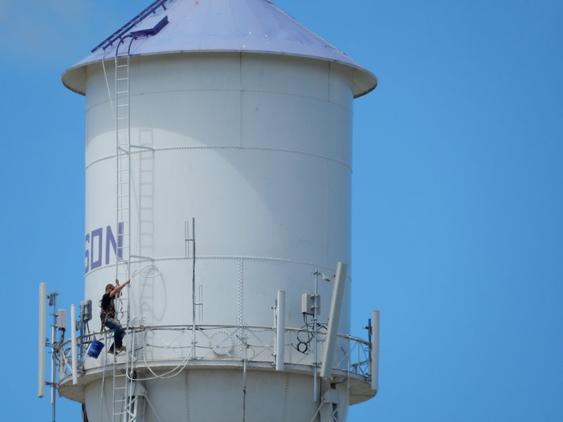 The water tower is hand filled one bucket at a time - how quaint!