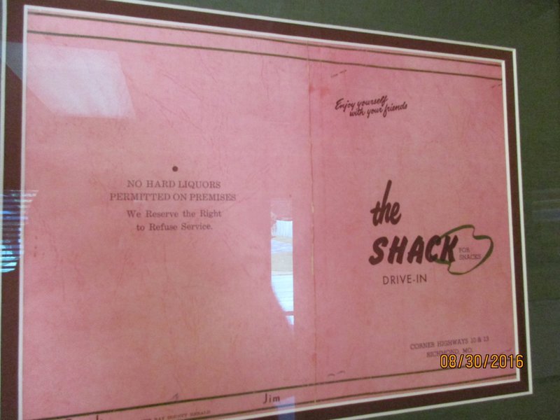 The original drive-in menu cover first called The Shack.