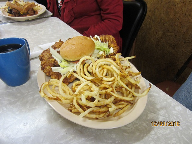 Tad tried the tenderloin. Half of it went home in a box.