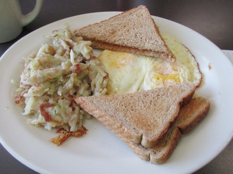 The special was corned beef hash, eggs and toast.