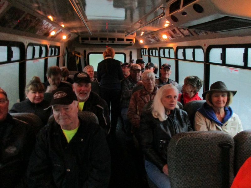 Taking the trolley into the downtown.