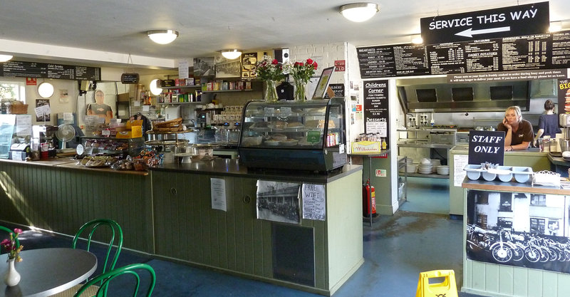Wesson's Cafe interior with more Triumphs to ogle.