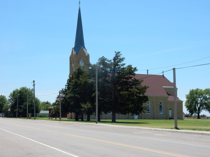 You can see the Odin church spire