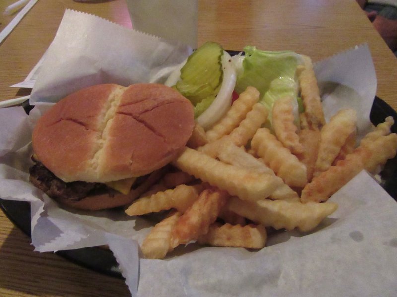 Cheeseburger, fries, and lemonade for $6.50.  I think they served 47 of these today!