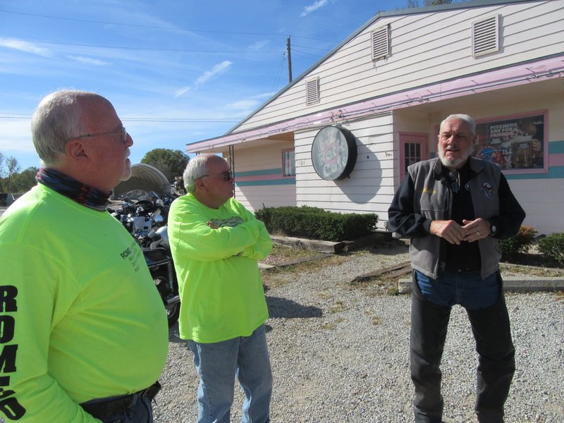 MIKE H WAS GIVING THE FORMULA FOR REMOVING ROAD STRIPING PAINT FROM A NEW  GOLD WING.  MARVIN WASN'T TOO CONCERNED BECAUSE HE KNOWS IT WON'T STICK TO A HARLEY.