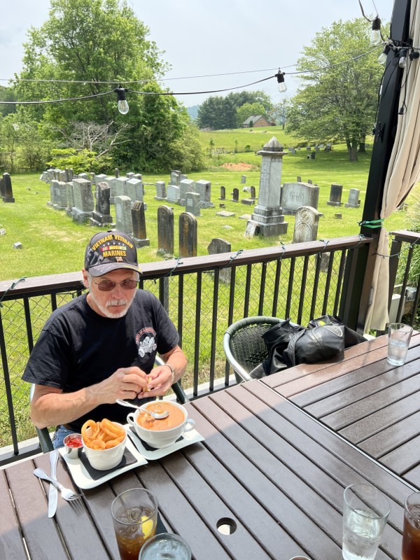 There is something about eating and drinking so close to a cemetary