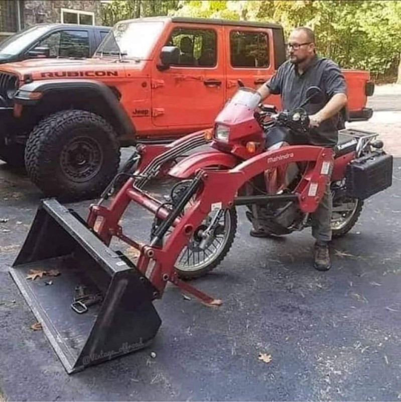 When you want to ride but there's yard work to do.