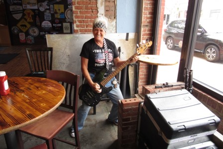 Cathy rocking out before her lunch.