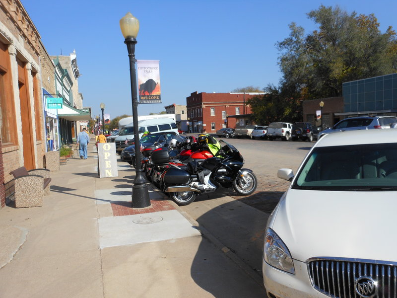 There were motorcycles parked everywhere you could find an open spot.