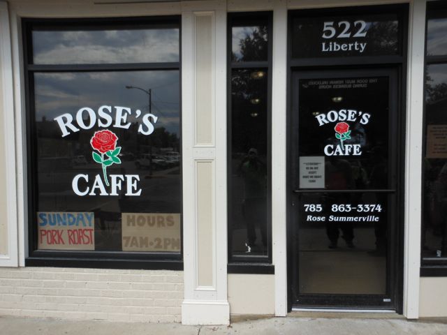 If you'll compare this window to the picture of the pre-fire window in the ride announcement, it's just become Rose's Cafe, no more Downtown.