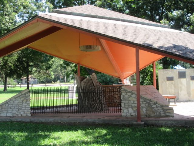 In my yard when I have a stump, I grind it out.  But in Council Grove, if it's the famous Council Oak where the Plains Indian tribes met frequently and where treaties were signed, you need to put a roof over it to preserve this fabulous piece of Kansas history.