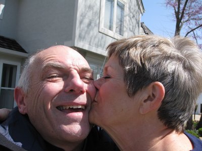 The welcome home kiss after completing Coast to Coast in less than 50 hours