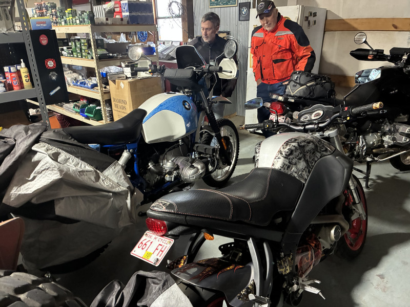 Leo and Mike were checking out Cuznbob's motorcycles and shop.