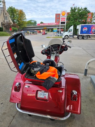 I put on my rain suit in Atchison, KS.